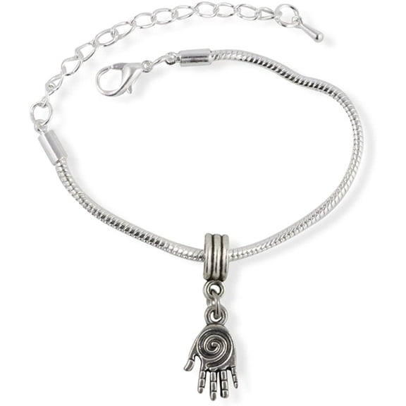 Hamsa (small with swirls on palm) Snake Chain Charm Bracelet