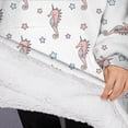 thumbnail image 3 of Oversized Wearable Blanket Hoodie,White Cartoon Seahorse Star Pattern Sherpa Blanket Hoodie with Super Pockets,Super Warm Fuzzy Pullover for Women & Men, 3 of 6