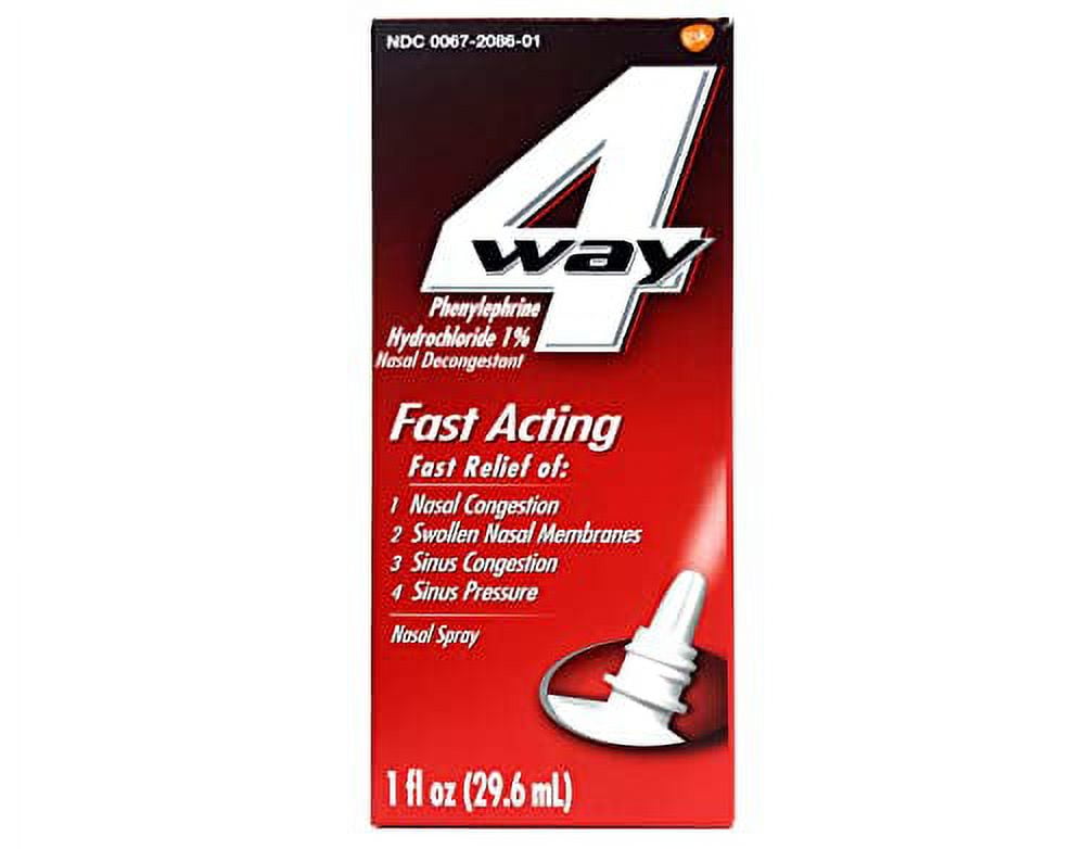 4-Way Fast Acting Nasal Spray 1 Fl Oz Pack of 2