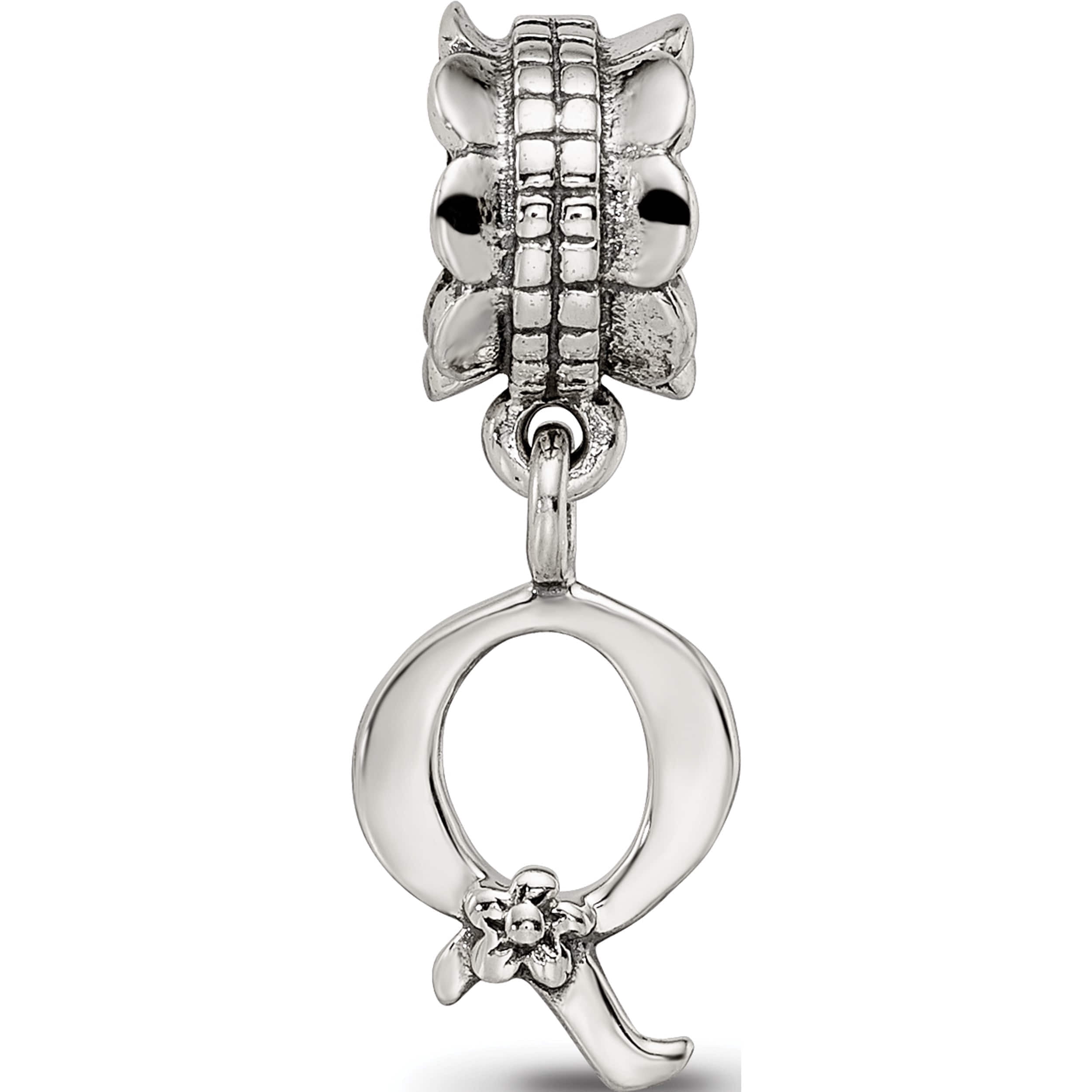 Sterling Silver Reflections Letter Q Dangle Bead (19.09 X 8.18) Made In Thailand qrs1400q
