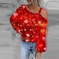 thumbnail image 2 of Penkiiy Womens Valentine Day Sweatshirt Off-shoulder Shirt Graphic Long Sleeve Pullover Tops M Red, 2 of 5
