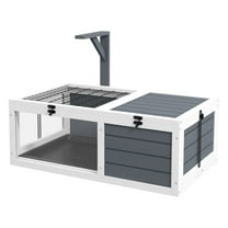 Tortoise House Wooden Enclosure with Lamp Holder & Pull-out Trays - Reptile Habitat for Tortoises, Box Turtles - Gray