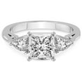 thumbnail image 3 of 1 Carat IGI Certified Princess Shape Lab Grown Diamond Engagement Ring | 14K White Gold | Leona Three stone Pear Shape side Diamond Ring | FG-VS1-VS2 Quality Friendly Diamonds, 3 of 4
