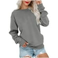 thumbnail image 2 of biudgviw Crew Neck Sweatshirts for Women Fall Winter Solid Color Baggy Long Sleeved Tops Casual Shoulder Zipper Pullovers, 2 of 6