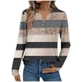 thumbnail image 2 of Long Sleeve Shirts for Women Casual V Neck Fall Tops Dressy Spring Work Blouses Clothes Khaki L, 2 of 7