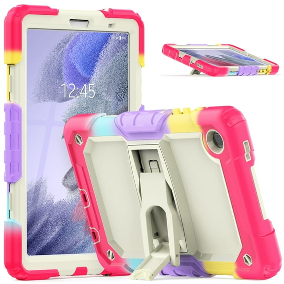 Galaxy Tab A7 Lite Case (8.7 Inch, Model SM-T220 /SM-T225) - TECH CIRCLE 3 Layers Heavy Duty Protective Rugged Case Drop Proof Silicone/Plastic Kickstand Cover with Adjustable Shoulder Strap (A Rose)