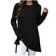 thumbnail image 2 of Heisall Women's Autumn Winter Tops Long Sleeve Solid Color Jacquard Pattern Round Neck Loose Split Hem Casual Fashion Blouses, 2 of 7