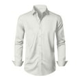thumbnail image 5 of Ohufall Long Sleeve Shirts for Men Plus Size Solid Casual Button Down Lapel Top Stretchy Loose Lounge T-shirt Mens Fashionable Vintage Prom Party Shirts, 5 of 8
