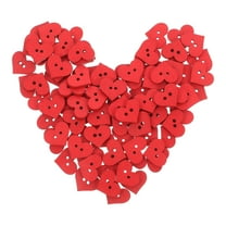 Red Heart Shaped Wooden Buttons for Crafts Cute Sewing Buttons for Clothes and DIY Projects 100 Pieces