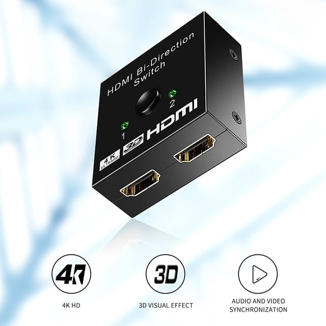 4K Bidirectional Switcher Splitter Adapter for Screen Display with Two Inputs and Outputs