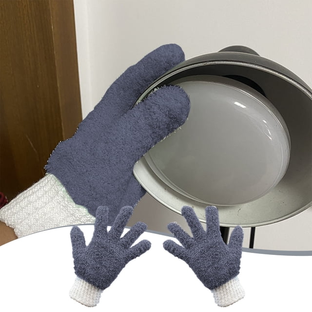 Microfiber Cleaning Gloves Reusable Dusting Mitts Efficient High-Density Microfiber for Home Car Surfaces, Gray