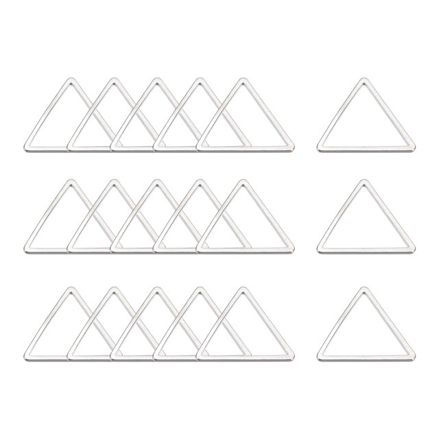 Triángulo Arete Cuenta Aro, Triángulo Hueco Marco Dije 15mm/0.6 Plateado Tono Geométrico Enlace Anillo para Joyería Fabricación, Paquete de 100