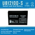 thumbnail image 4 of 4x Pack - eZip eZip 500 Battery Replacement - UB12100-S Universal Sealed Lead Acid Battery (12V, 10Ah, 10000mAh, F2 Terminal, AGM, SLA), 4 of 8