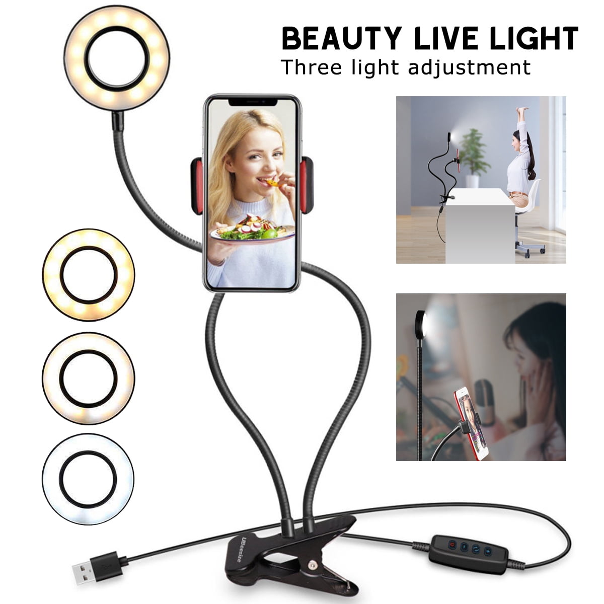 Studio Selfie LED Ring Light with Cell Phone Mobile Best Holder N3V3 