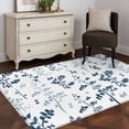 thumbnail image 3 of 3'x5' Rug for Living Room Bedroom, Blue Botanical Washable Area Rugs Non-Slip Carpet Mats, Watercolor Spring Floral Summer Leaf Indoor Low Pile Area Rug Runner for Kitchen, Mudroom, 3 of 8