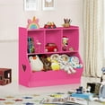 thumbnail image 3 of Kids Toy Storage Organizer, Children Small Bookcase and Bookshelf, Toddler 4 Cubby Toy Storage Cabinet, Toy Shelf for Playroom, Bedroom, Living Room, Nursery, School 29.53'' H (Pink), 3 of 14