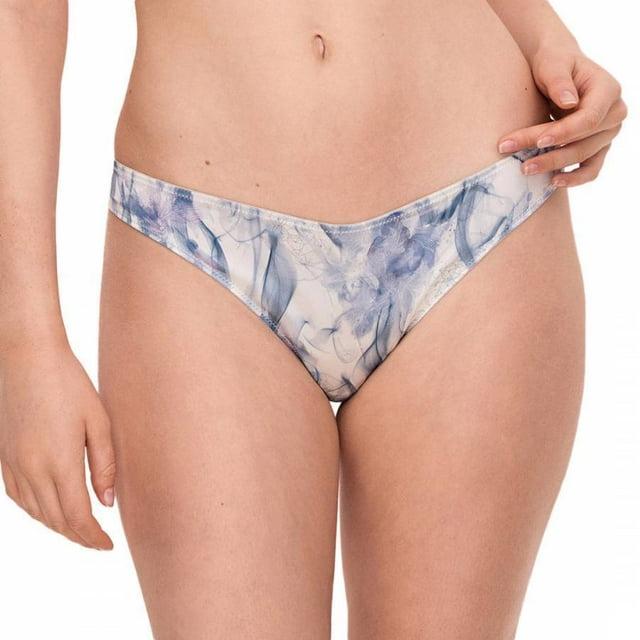 Noelle Loup Imprimé Brume Soie String Bleu / White