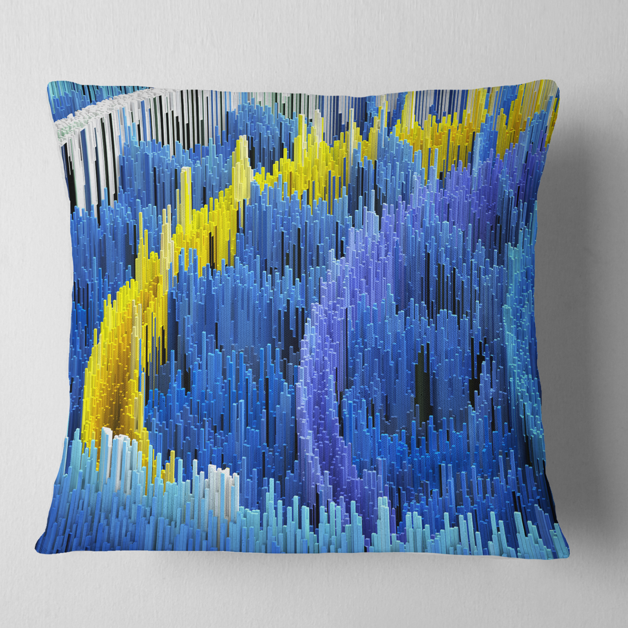 Designart Macro Render Structure Blue Yellow - Contemporary Throw Pillow - 16x16