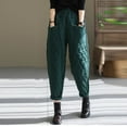 thumbnail image 2 of GigrtiJin Womens Padded Quilted Pants Fall Winter Warm Casual Wide Leg Pants Elastic Waist Trousers with Pockets, 2 of 7