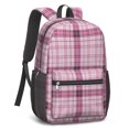 thumbnail image 2 of Pink and Black Checkered Pattern 17" School Backpacks for Teens,Waterproof Oxford Fabric,S-Shape Padded Straps for School,Travel,Hiking,Camping, 2 of 6
