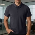 thumbnail image 2 of Men's Business Casual Polo Shirt, Waffle Knit Short Sleeve Breathable Top for office & Summer Size M-4XL Gray, 2 of 8