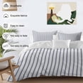 thumbnail image 3 of 3 Piece Navy Blue Striped Duvet Cover Set California King,Microfiber Comforter/Quilt Cover with Corner Ties and 2 Pillowcases,Navy Blue White Stripes Farmhouse All Season Bedding with Zipper Closure, 3 of 8