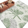 thumbnail image 2 of Green Coastal Washable Living Room Rugs 6'x9', Starfish Shell Coral Seahorse Low Pile Throw Large Area Rug Non-Slip Sturdy Edge Binding Carpet for Dining Room Kitchen Office, 2 of 9