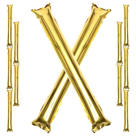 BESTOYARD 12Pcs Golden Inflatable Noise Maker Sticks for Football Basketball Games