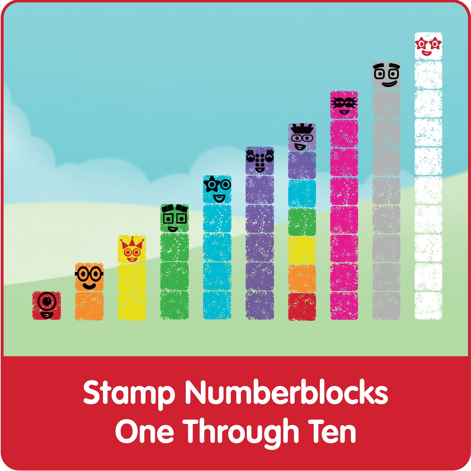 hand2mind Numberblocks® Stampoline Park Stamp Activity Set (20 Stamps, 12 Washable Ink Pads)