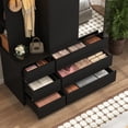 thumbnail image 3 of 72" Tall Wardrobe Closet,Wooden Wardrobe with 2 Doors & 6 Drawers,Modern Clothing Storage Cabinet with Storage Shelves,Hanging Rail for Bedroom,Black, 3 of 8