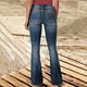 thumbnail image 3 of WILLBEST Jeans Mujer Pantalones Vaqueros Acampanados Elásticos para Mujer, de Mezclilla Desgastada a La Moda Con Estampado de Corazones, Ajuste Cómodo E Informal, Diseño Roto para Mujer. Chica, 3 of 8