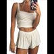 thumbnail image 2 of Conjunto de Verano para Mujer: Top Corto de Punto Acanalado y Pantalones Cortos con Bolsillo para Vacaciones. XL, 2 of 8