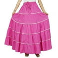 thumbnail image 1 of Bimba Jupe Longue Évasée en Coton pour Femmes Boho Maxi Bas Taille Élastique Vêtements, 1 of 5