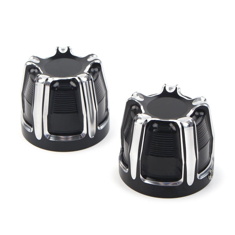 Black Front & Rear Axle Cap Nut Covers – For Harley Softail / Dyna / Touring / Sportster XL