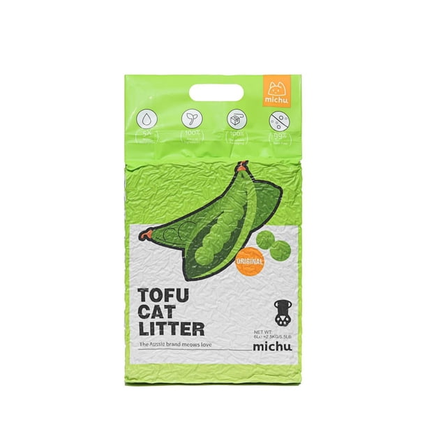 Arena para gatos Michu Tofu Natural Clumping, 2,5 kg, paquete de 5 aromas