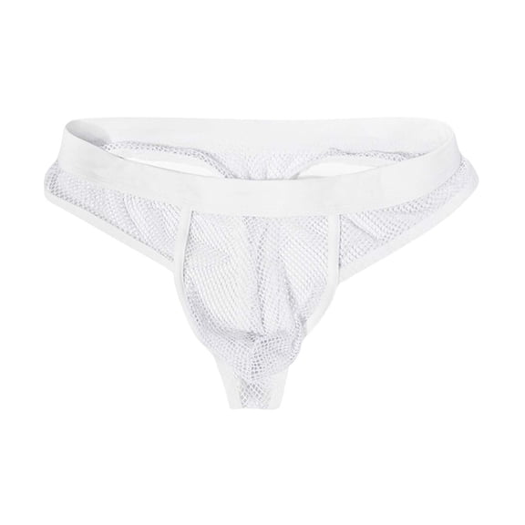 Fewfanhot Men's Solid Color Mesh Underwear Elastic Waist Transparent-Briefs Lightweight Breathable Intimates Underpant