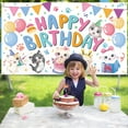 thumbnail image 5 of Grobro7 Cartoon Cat Birthday Background for Parties Decoration, Large Waterproof Banner with Cute Cats Balloons for Photography Background Decoration, 5 of 6