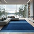 thumbnail image 2 of ODIKA 8'x10' Washable Area Rug Navy Contemporary Throw Tonal Stripe Subtle Framing Detail Solid for Living Room, Under Sectional, Family , Durable, Non-Slip, 2 of 7