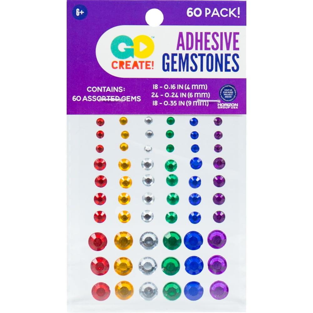 Go Create Go Create Adhesive Rainbow Gemstones, 60 Assorted Gemstones