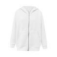 thumbnail image 6 of YOIAVAIOY Womens Zip Up Hoodies Lightweight Textured Sweatshirt Jackets Fall Winter Trendy Outerwear Jacket with Pockets White M, 6 of 8