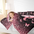thumbnail image 3 of jejeloiu Pink Glitter Print Butterflies Full Size Comforter Sets For Girls,Modern Monogrammed Q Art Bedding Sets For Kids,Pink Reversible,3-Piece, 3 of 7