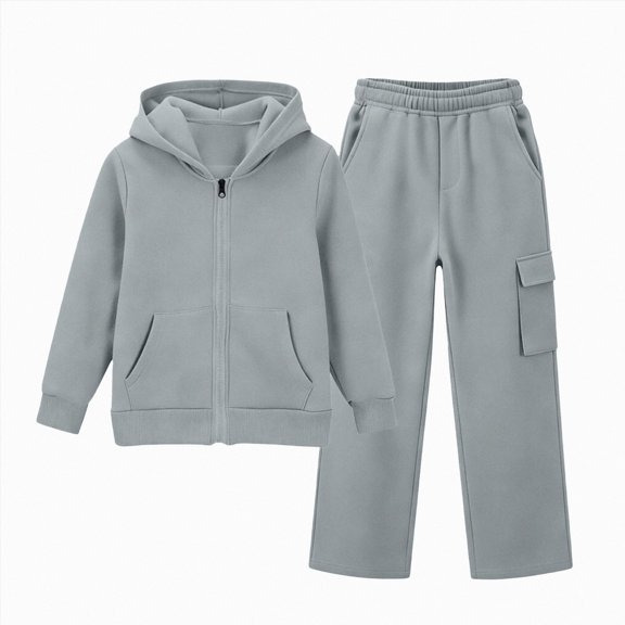 Xyant Boys Girls Athletic Sweatsuit 2 Pieces Full Zip Hoodie Wide Leg Pants Tracksuit Fall Winter Back to School Clothes,Size 13-14 Years