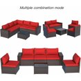 thumbnail image 4 of Gotland Outdoor Patio Furniture Set 6 Piece Sectional Rattan Sofa Set Rattan Wicker Patio Conversation Set with 5 Seat Cushions and 1 Tempered Glass Table,Red, 4 of 5