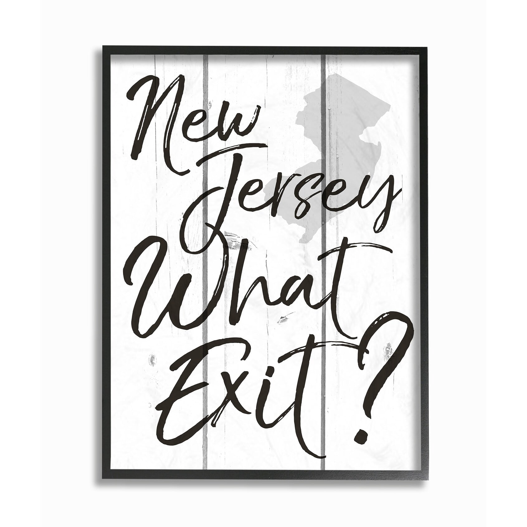 Stupell New Jersey What Exit Framed Giclee Texture Art 11 x 14