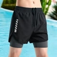 thumbnail image 7 of Lenago Lightweight Sports Running Shorts Men's Solid Color Double-Layer Running And Fitness Shorts Black Xl, 7 of 7