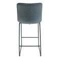 thumbnail image 3 of LeisureMod Brooklyn Modern Leather Bar Stool Set of 2 in Peacock Blue, 3 of 8