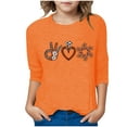 thumbnail image 6 of WRKEKC Girls Long Sleeve T-Shirts, Long Sleeve Shirts for Boys, 3-12 Years Boys' and Girls' Orange Festival Casual Print 3/4 Sleeve Round Neck Top, 6 of 6