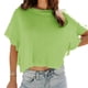 thumbnail image 1 of Top de punto de manga corta con cuello redondo para mujer, suéter elegante de manga con volantes de Color liso, blusa para citas, 1 of 5