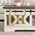 thumbnail image 5 of DWVO Farmhouse Lift Top Coffee Table with Storage & Sliding Door, Rustic Center Table for Living Room, White and Brown, 5 of 9