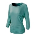 thumbnail image 3 of URBAN DAIZY Women's Boat Neck 3/4 Sleeve Dolman Tops All Purpose Staple Draped Tunic with Side Shirring Ruched Shirt Blouse A71_AT5574 Sage S, 3 of 6